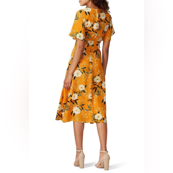 GOLDENROD FLORAL MIDI DRESS SMALL - Picture 4 of 6